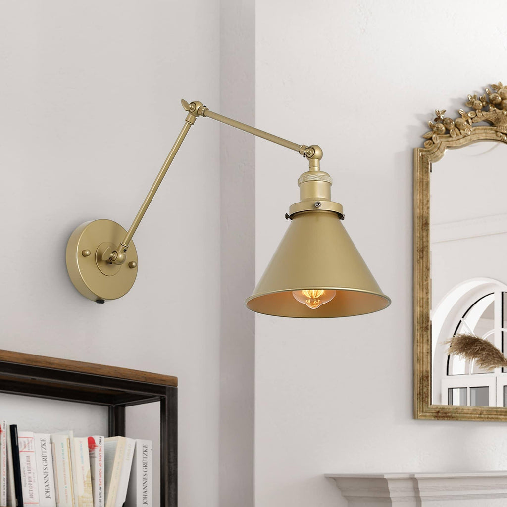 Adjustable Gold Swing Arm Plug-In Wall Lamp S969471