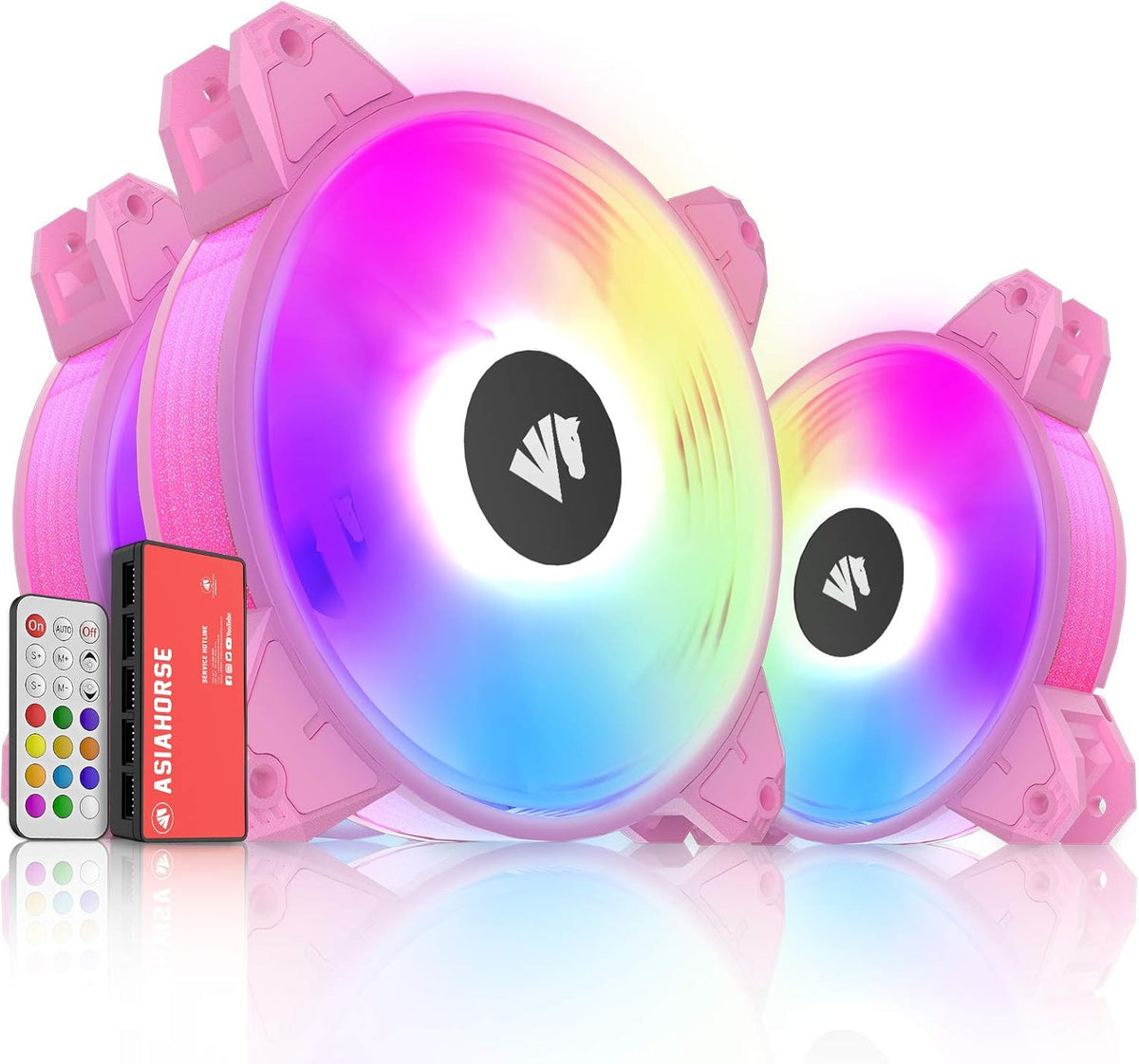 120mm ARGB Case Fans with Controller 3 Pack Pink T3637