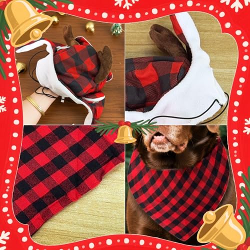 Christmas Reindeer Antlers Headband and Red Scarf for Pets Y33429
