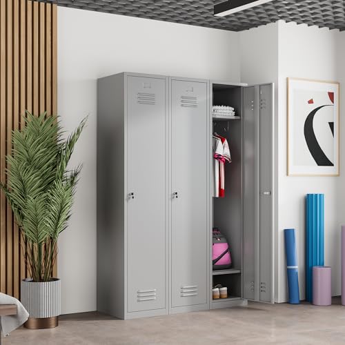 71" Tall Grey Steel Lockable Metal Locker J7585