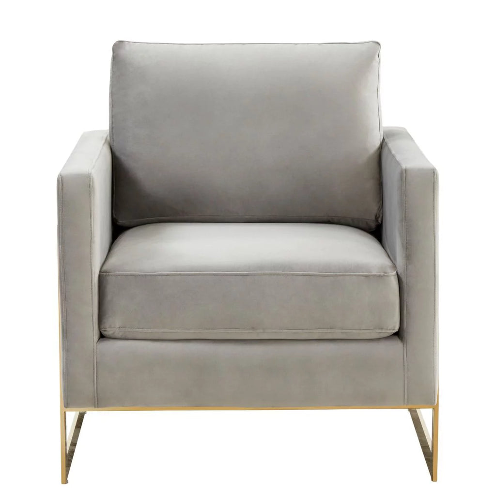 Light Gray Velvet Accent Chair Armchair D1877