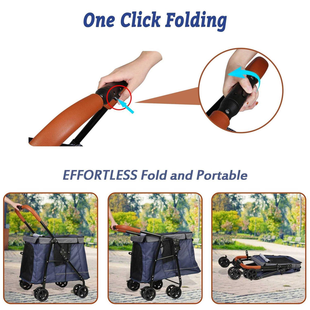 Folding Pet Stroller with Dual Entry A47255