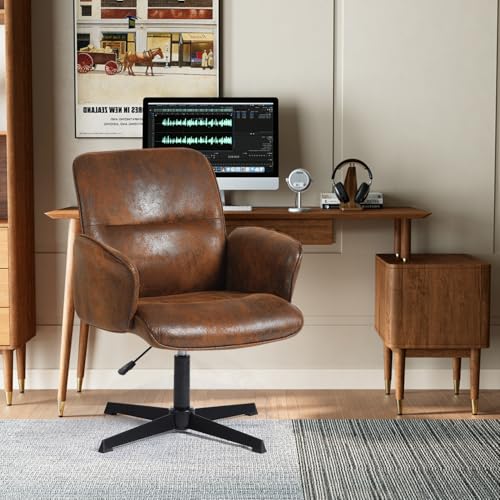 Beige Linen Fabric Upholstered Ergonomic Swivel Desk Chair Q1137