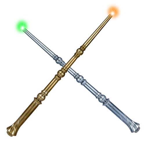 Light Up Magic Wand with Sounds, 2 Pack, Black & Brown E947896