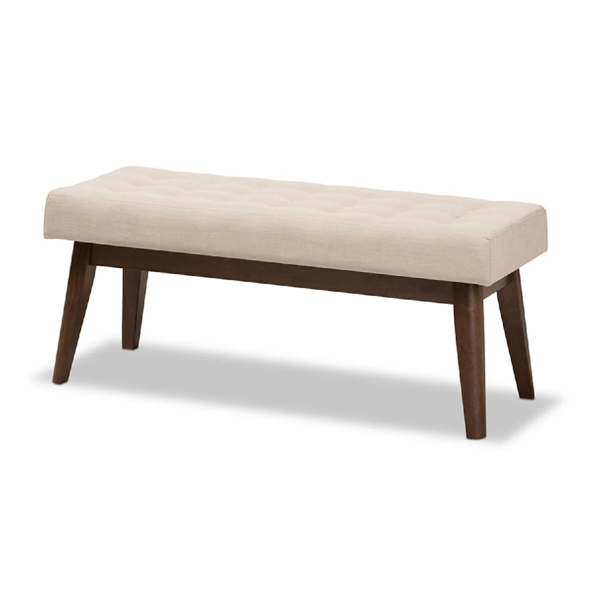 Walnut Wood Light Beige Fabric Bench E872626