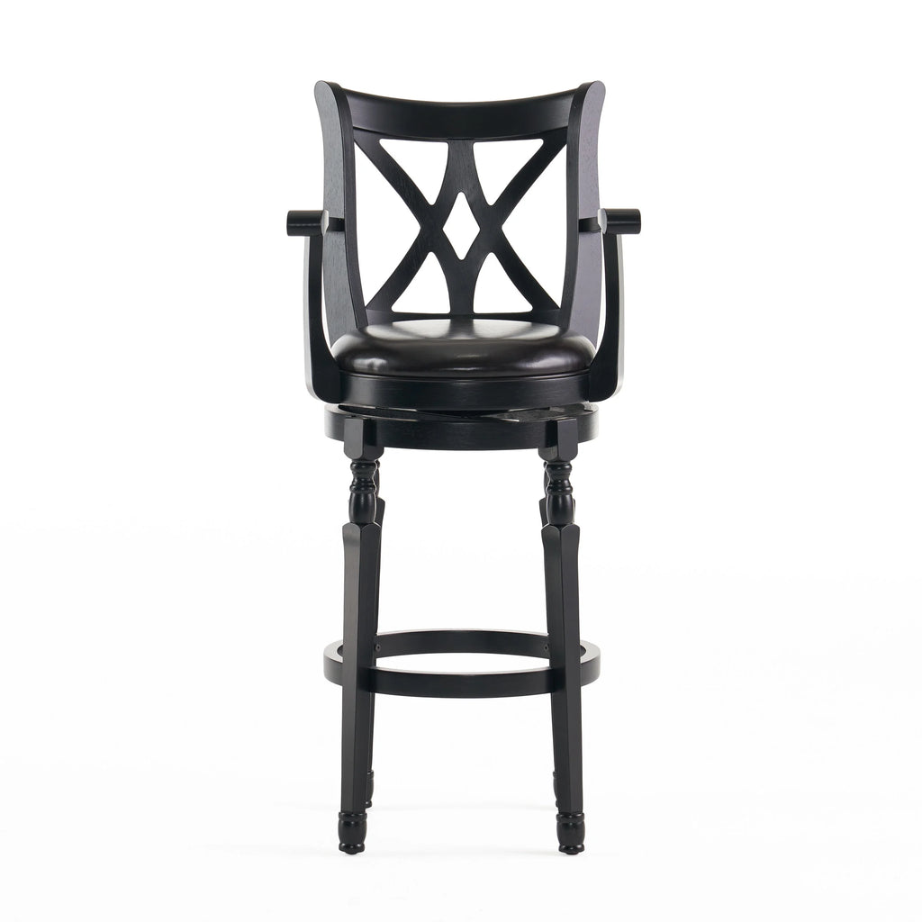 Black Bonded Leather Swivel Barstool D9464