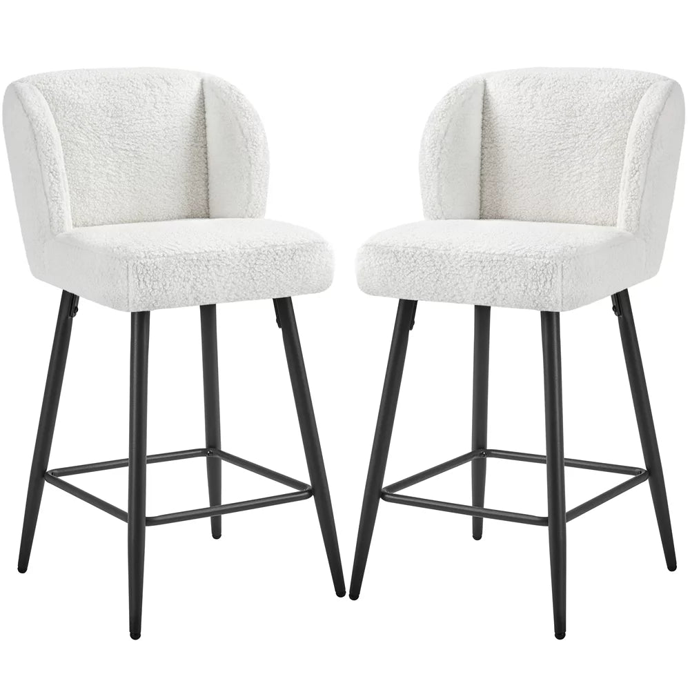 White Upholstered Bar Stools Set of 2 Y3116