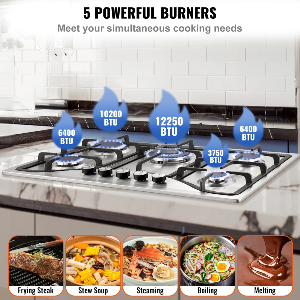 30 inch 5 Burners Gas Cooktop T885