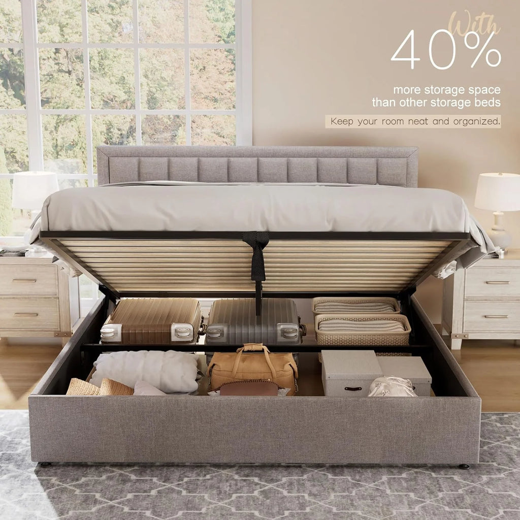 King Size Lift Up Storage Upholstered Platform Bed Frame C699