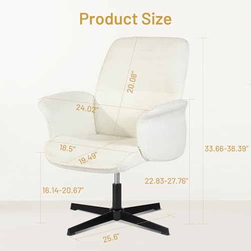 Beige Linen Fabric Upholstered Ergonomic Swivel Desk Chair Q1137