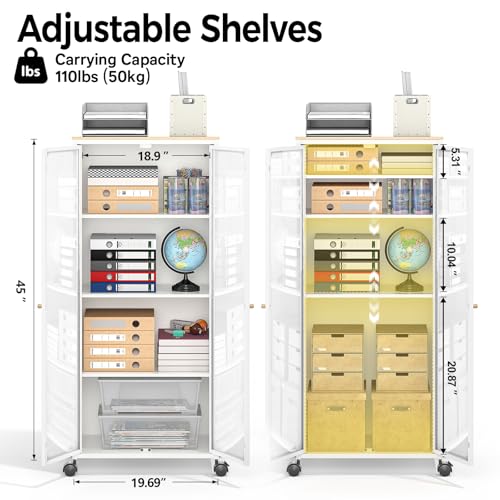 45" Tall Metal Storage Cabinet with Wheels W3636