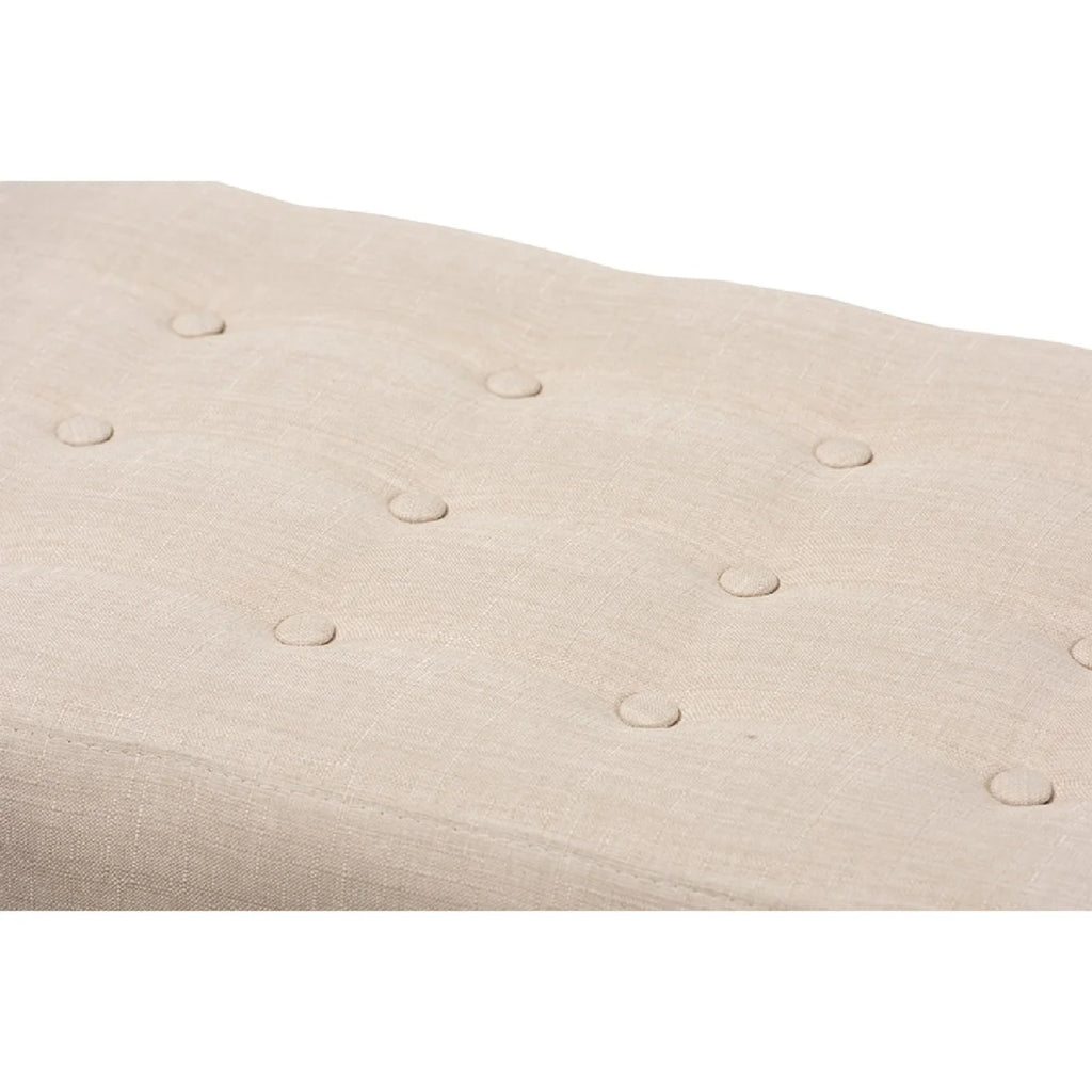 Walnut Wood Light Beige Fabric Bench E872626
