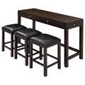 4-Piece Counter Height Table Set with Leather Padded Stools F738