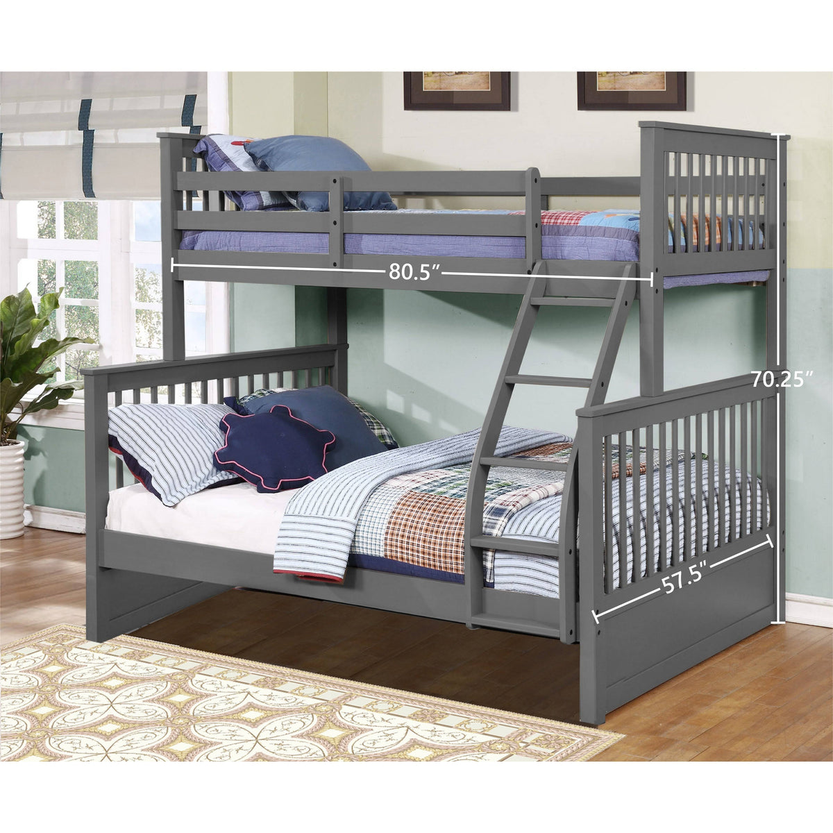 Twin Over Full Bunk Bed Charcoal D76287