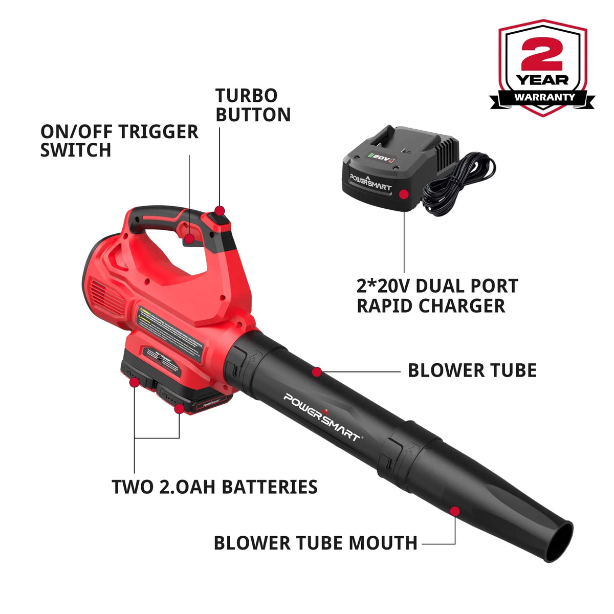 40V 450CFM 130MPH Cordless Leaf Blower R38669