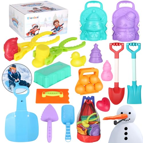 32 Pcs Snowball Maker Snow Molds with Snow Sleds Shovels Snowman Kit I58133