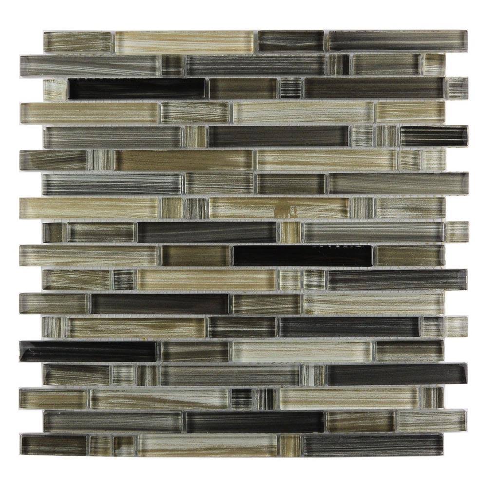 Glazed Black Sea Glass Mosaic Tile H100074