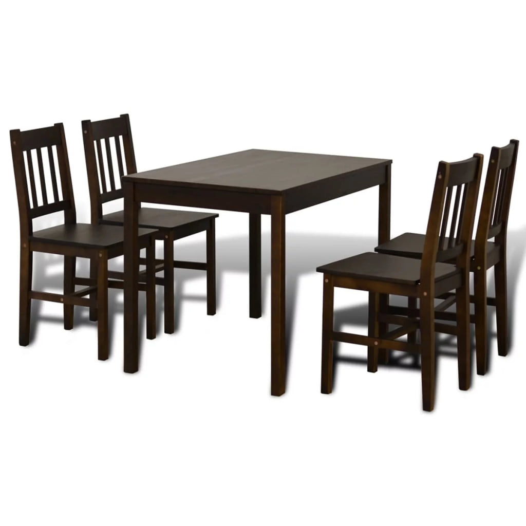 5 Piece Wooden Dining Set with 4 Chairs U833446