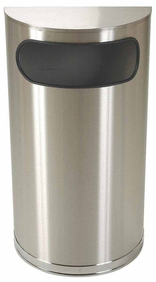 Half Round 9 Gal Silver Wastebasket S347