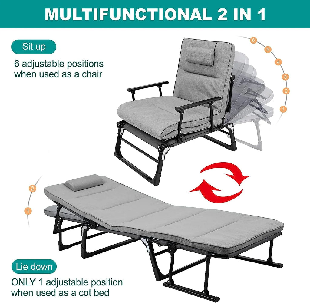 3 in 1 Folding Camping Cot Bed with Mattress & Pillow G4453
