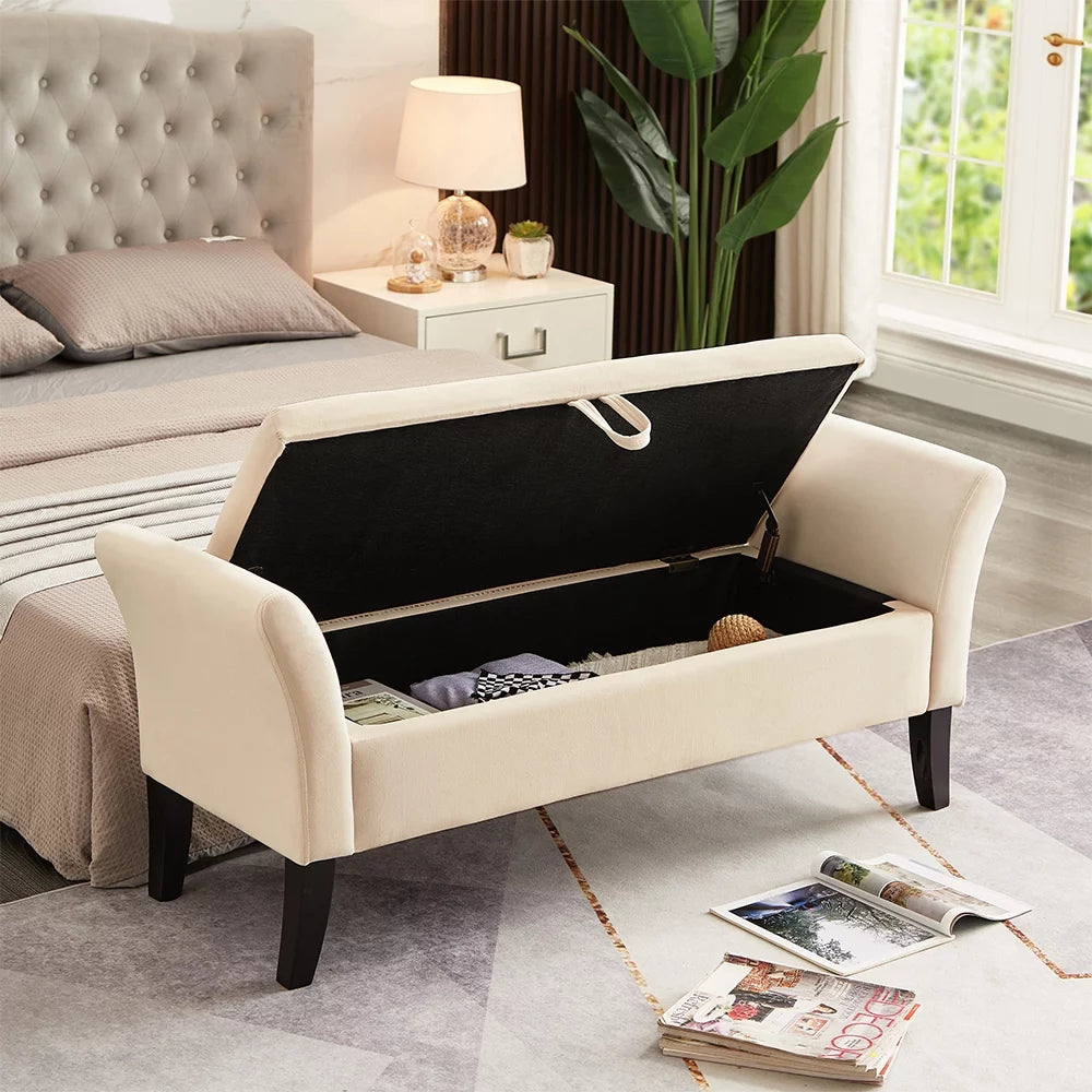 Beige Storage Ottoman Bench K80358