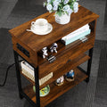 Brown Storage Table with Outlet E636
