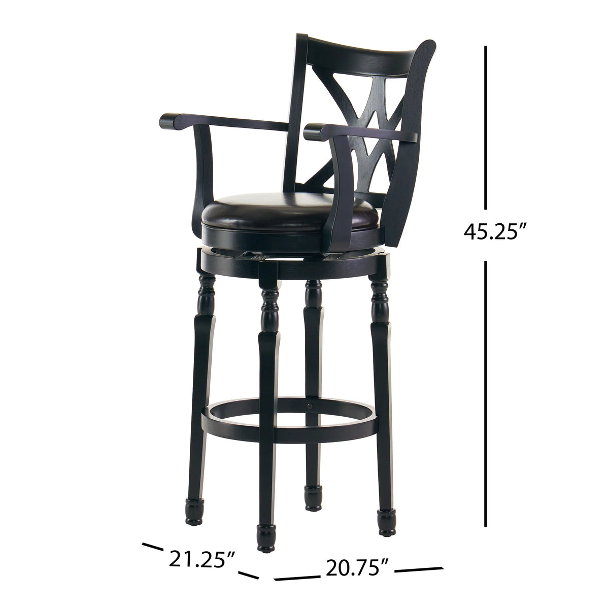 Black Bonded Leather Swivel Barstool D9464