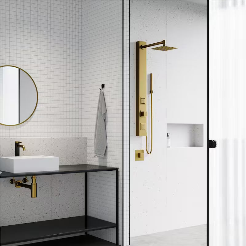 2-Jet Shower Panel System with Hand Shower Wand in Matte Brushed Gold H990954