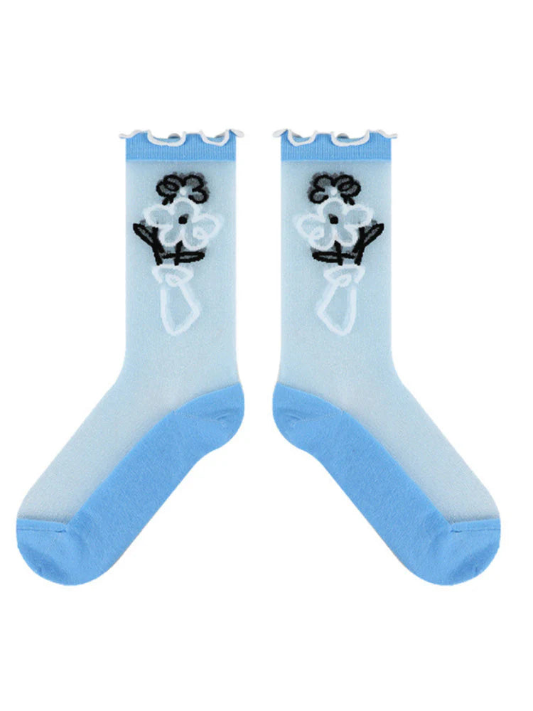 Printed Sheer Stockings X4227