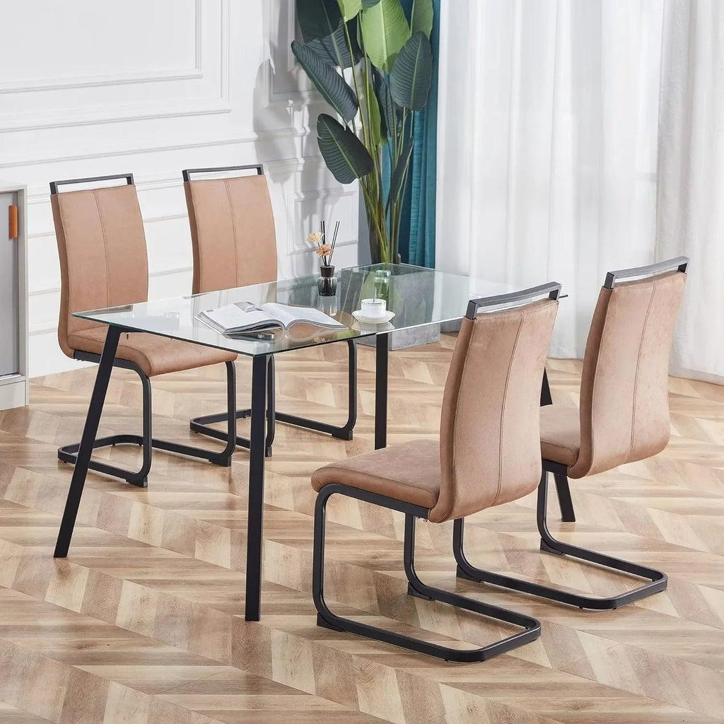 Soft Fabric Dining Chairs Set of 6 with Padded Seat B725237