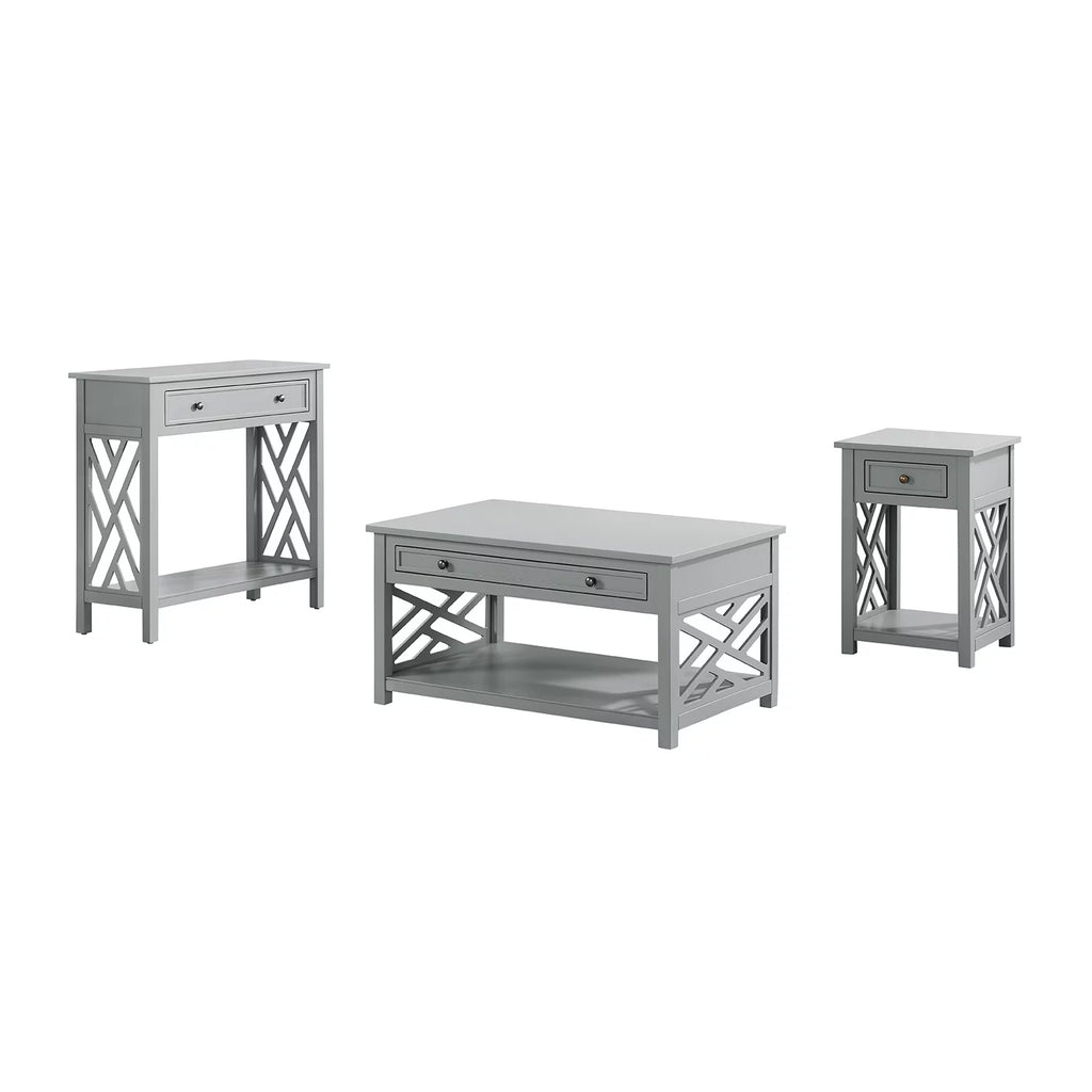 36" Coffee Table, End Table and Console/TV Table with Drawers, Set of 3 J368380
