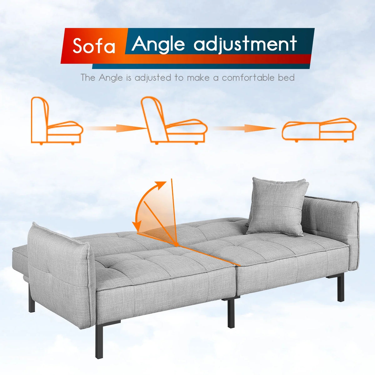 78" Memory Foam Convertible Futon Sofa B904