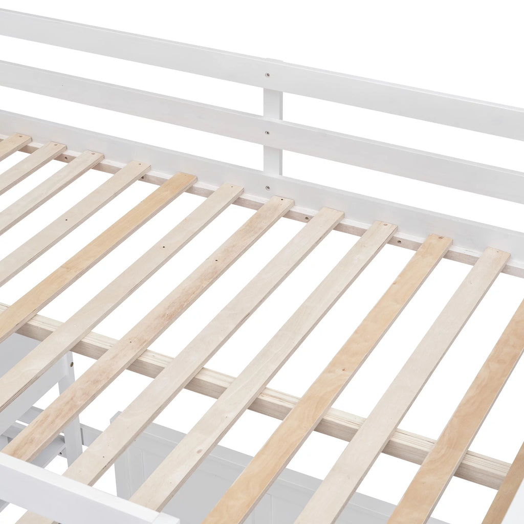Full Over Full Bunk Bed with Desk, White F3747
