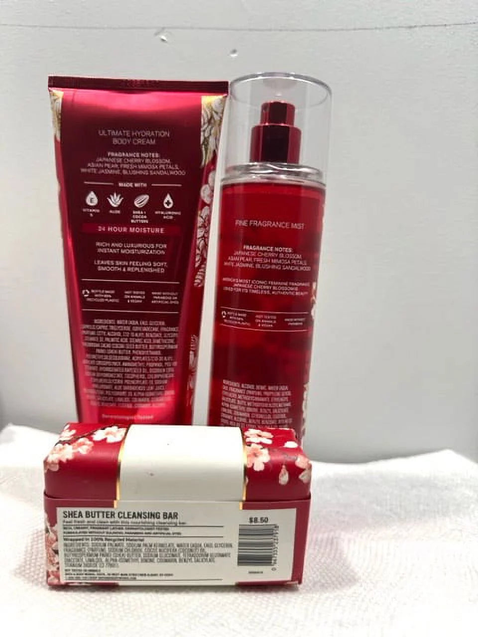 3 Piece Japanese Cherry Blossom Body Cream Fragrance Mist and Cleansing Bar S624