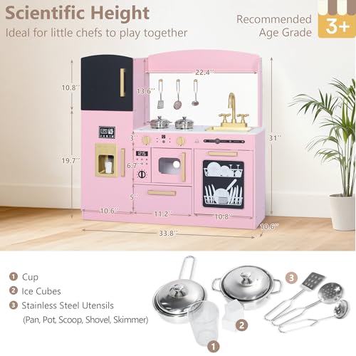 Wooden Kids Play Kitchen Set with Blackboard X388907