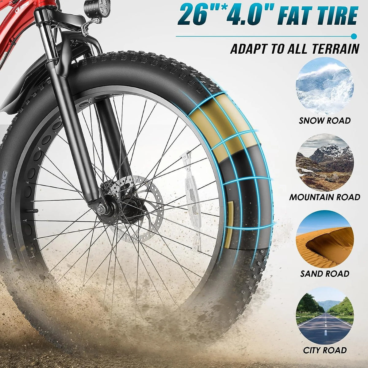 26 x 4.0 Fat Tire 500W Electric Bike with 48V 13Ah Removable Battery F744