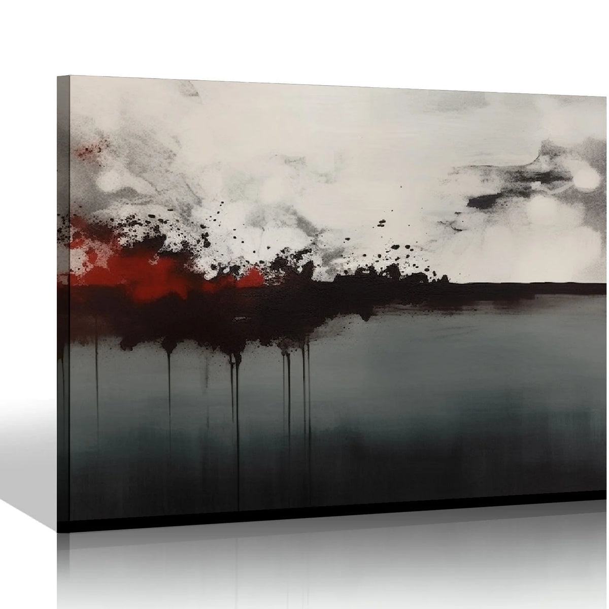 Framed Canvas Print Wall Art Black Gray Abstract Illustrations 20x16 J46709