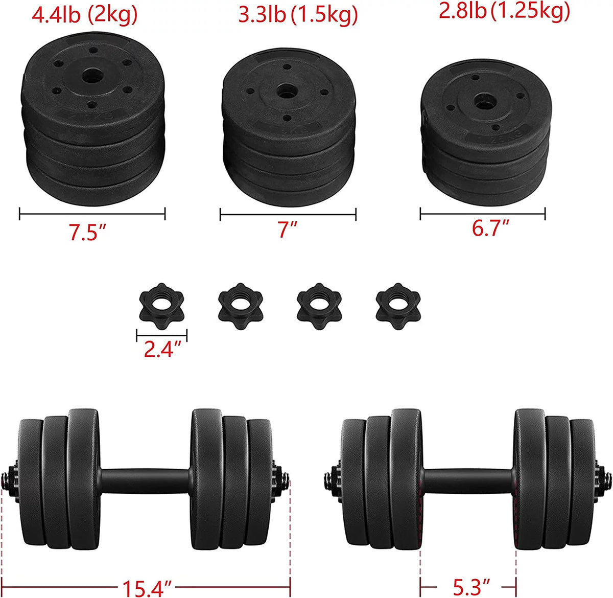 44LB/66LB Adjustable Dumbbell Weight Set G737830