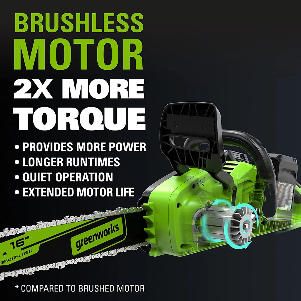 48V 16-inch Brushless Chainsaw with 4Ah Batteries and Dual Port Charger E359124