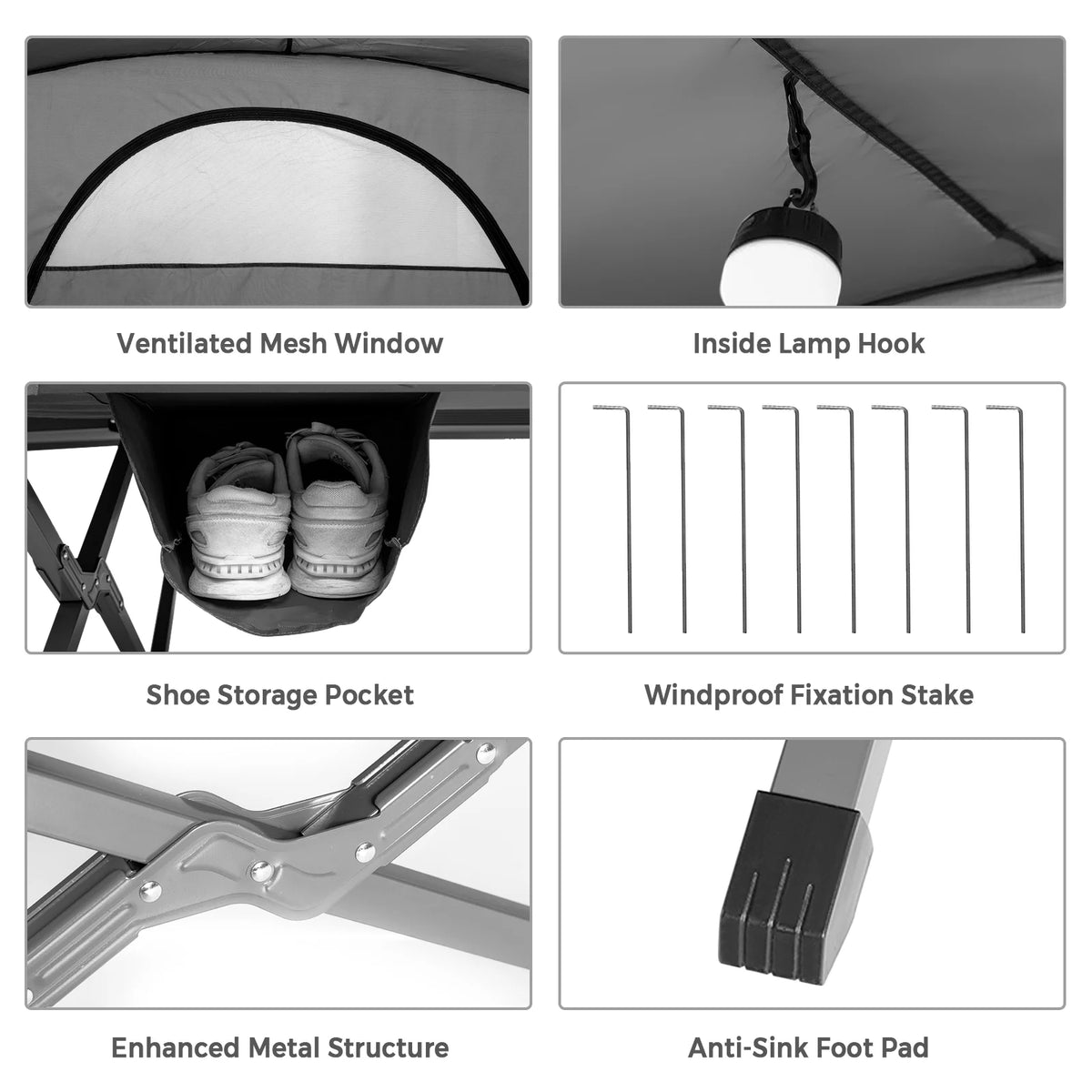 2-Person Folding Camping Tent Cot with External Cover Green D135