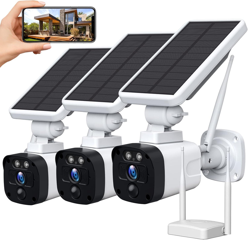 Solar Security Camera System Outdoor Wireless WiFi 4 Pack 3MP R1024