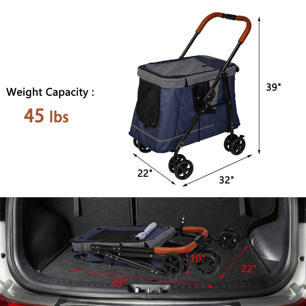 Folding Pet Stroller with Dual Entry A47255