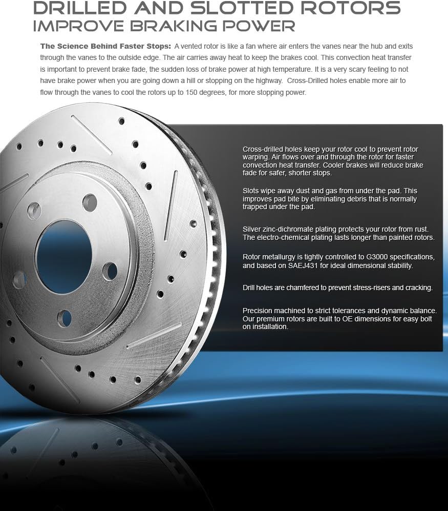 260mm 4 Lug Front Rotors + Ceramic Brake Pads + Hardware E70005