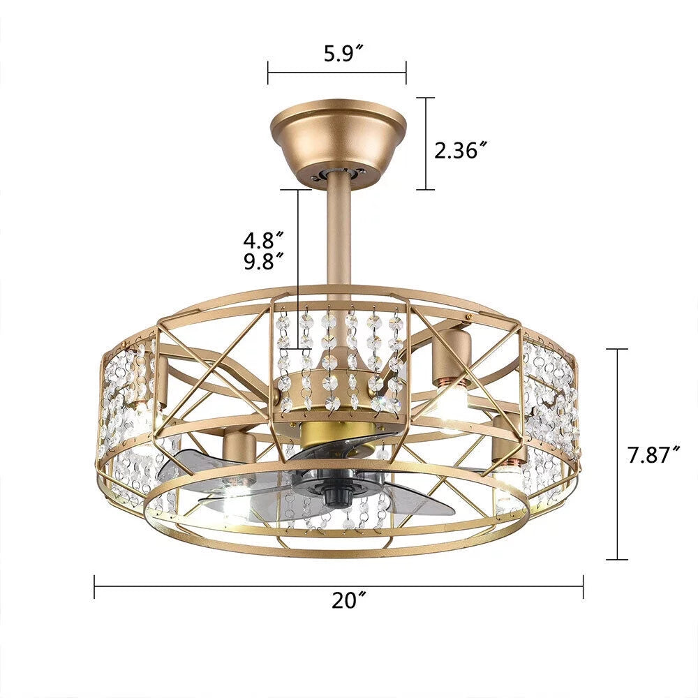 20" Crystal 4 Lights Ceiling Fan E63159