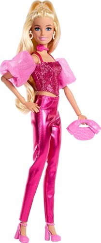 Metallic Blue Top and Skirt Doll with Wavy Brown Hair and Accessories M754210