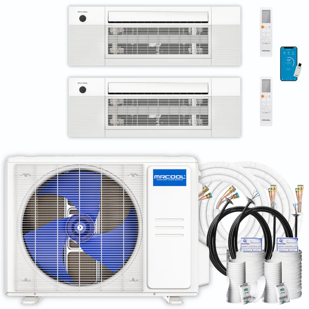 27,000 BTU 2 Zone Ceiling Cassette Ductless Air Conditioner and Heat Pump B406