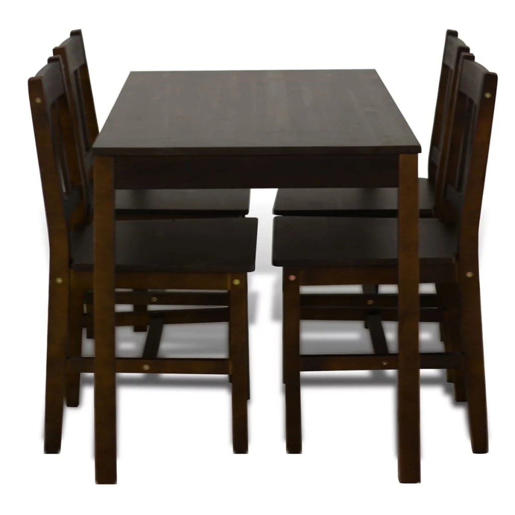 5 Piece Wooden Dining Set with 4 Chairs U833446