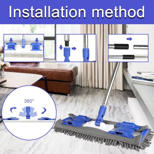 Microfiber Mop with 2 Reusable Flat Mop Pads W47326