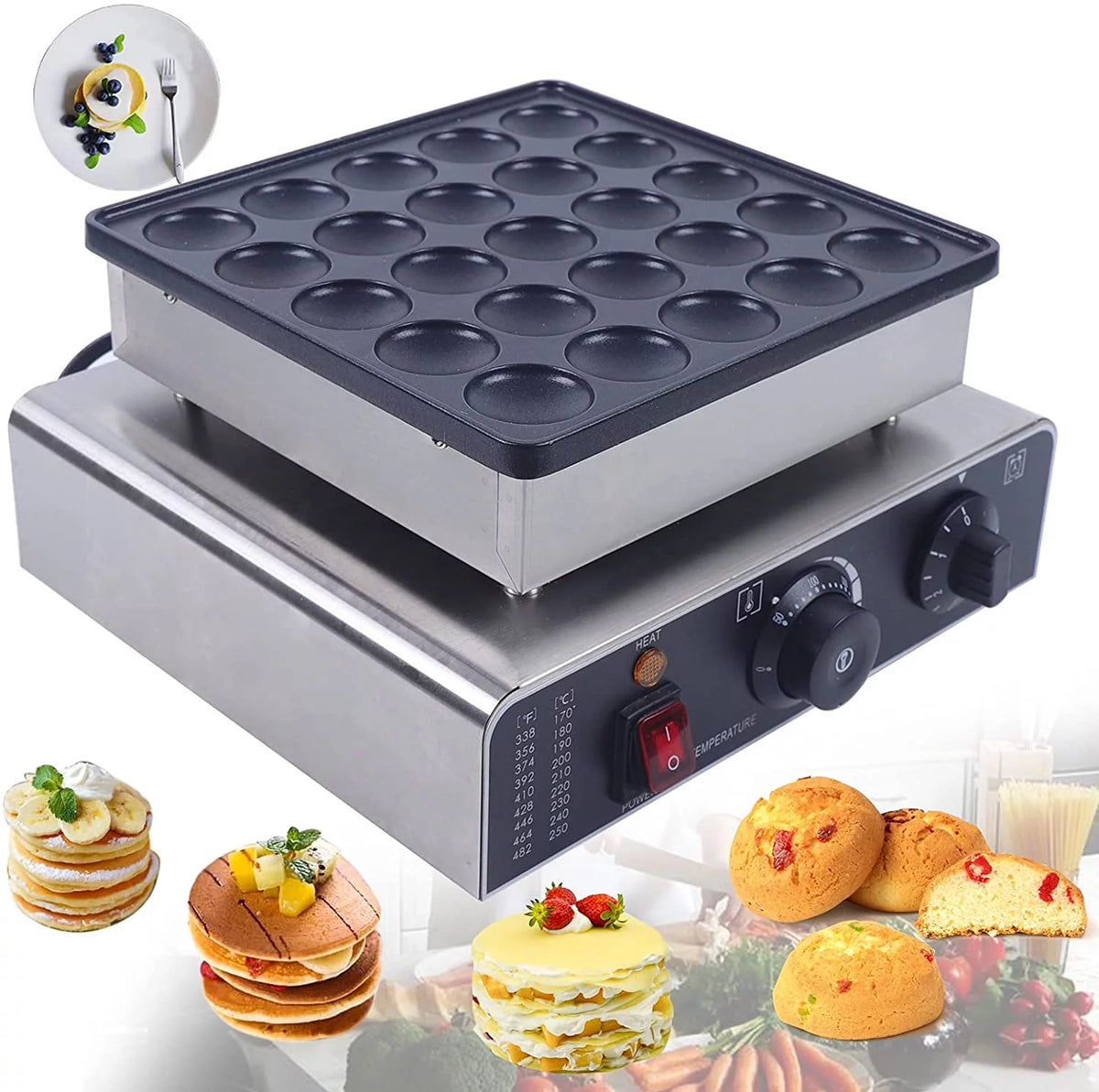 Mini Dutch Pancake Baker Electric Waffle Maker Nonstick B4398