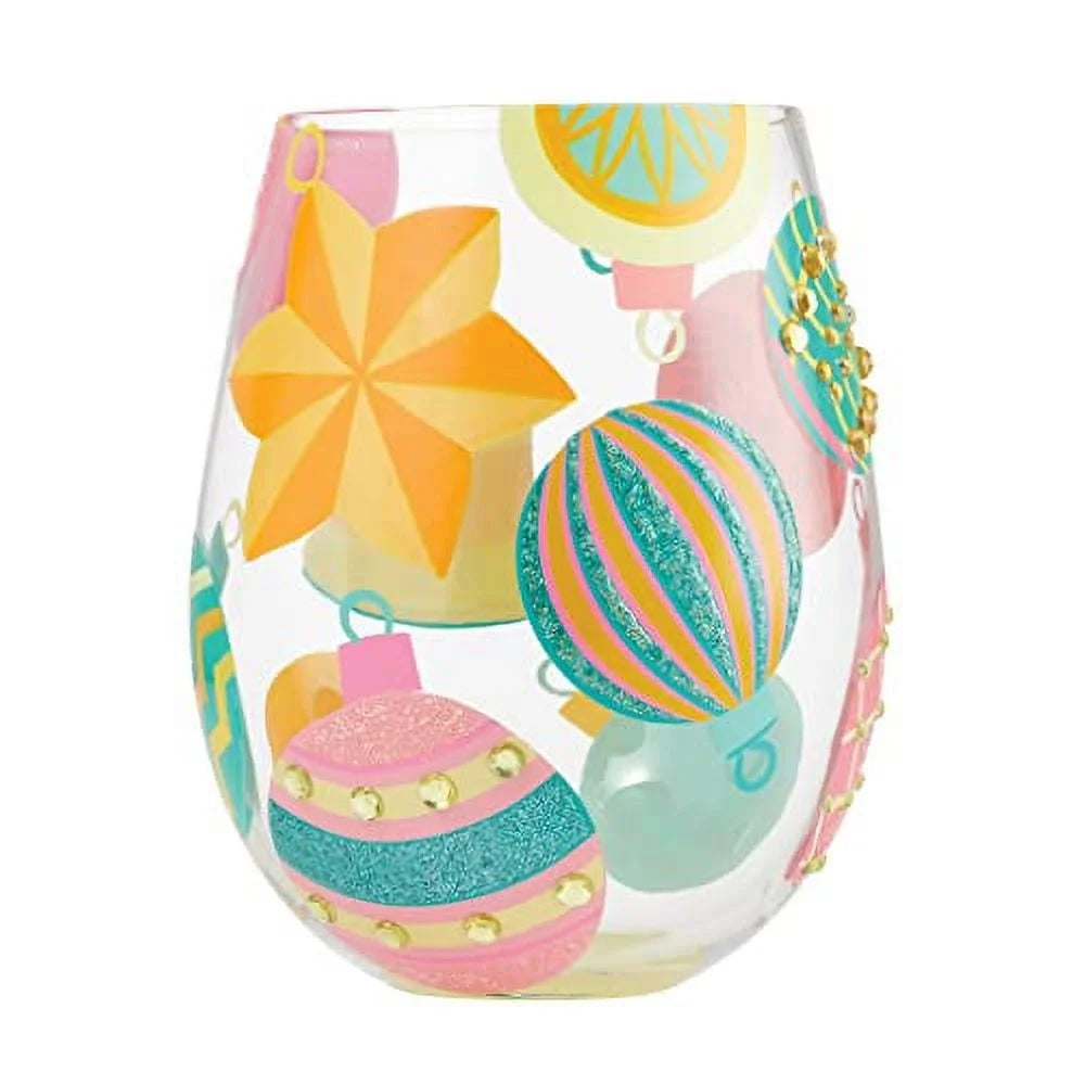 Hand Painted Stemless Wine Glass Z410596